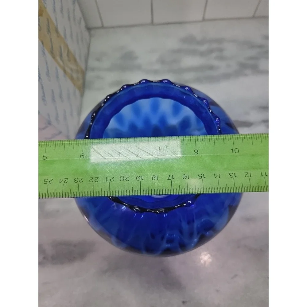 Princess House Cobalt Blue Crystal Vase, Scallop Edge Vase,‎ Decorative Vase